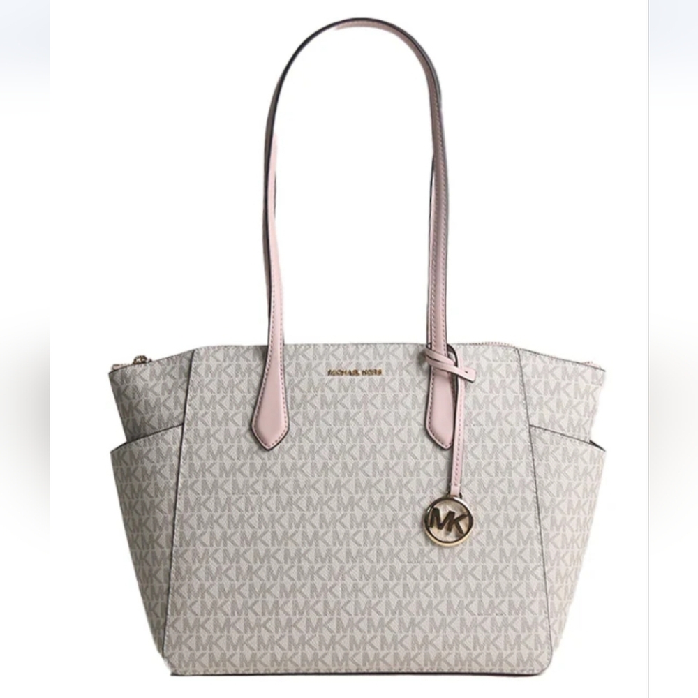 NWT Michael Kors Marilyn Medium Tote Bag Signature Logo In Powder Blush Multi